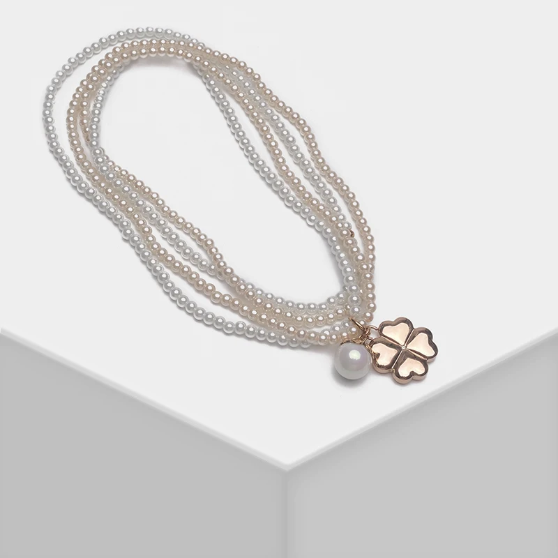 

Amorita boutique Clover design fashion pearl double necklace