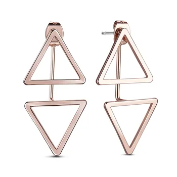 

1 Pair Simple Fashion 18K Rose Gold Plated Stud Earrings, with Double Triangles