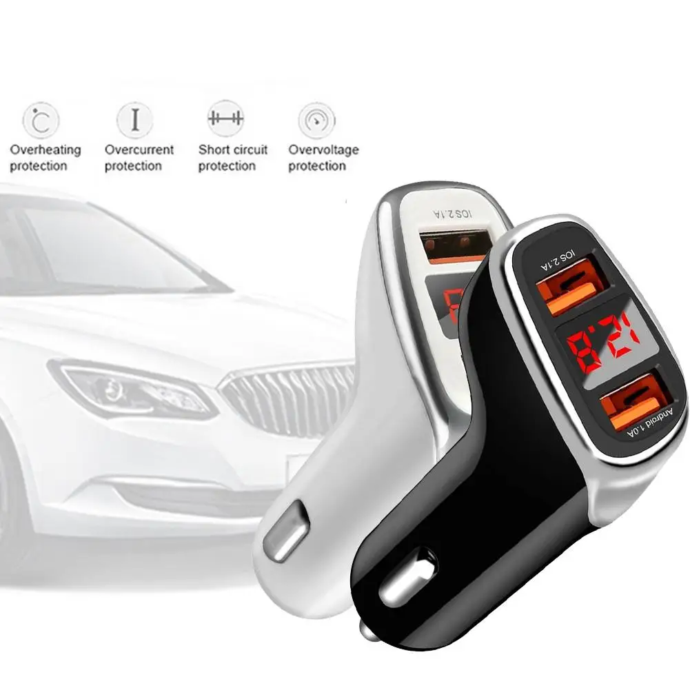 3.1A цифровой дисплей автомобиля зарядное устройство двойной USB многофункциональное интеллектуальное автомобильное зарядное устройство дисплей Напряжение и ток светодиодный дисплей