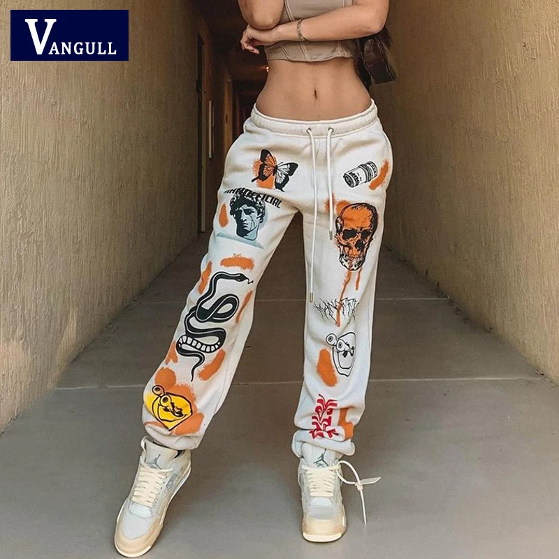 Vangull женские тренировочный штаны модные брюки с мультипликационным принтом для