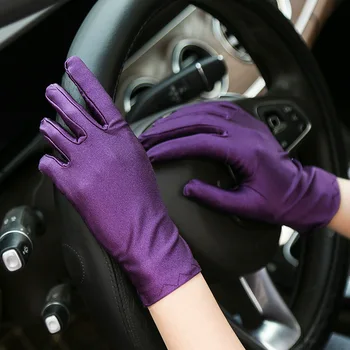 

Soft High Elastic Cycling Driving Gloves SolidHandsch Summer Thin Sun Protection Glove Fashion Colorful Etiquette Dance Guantes