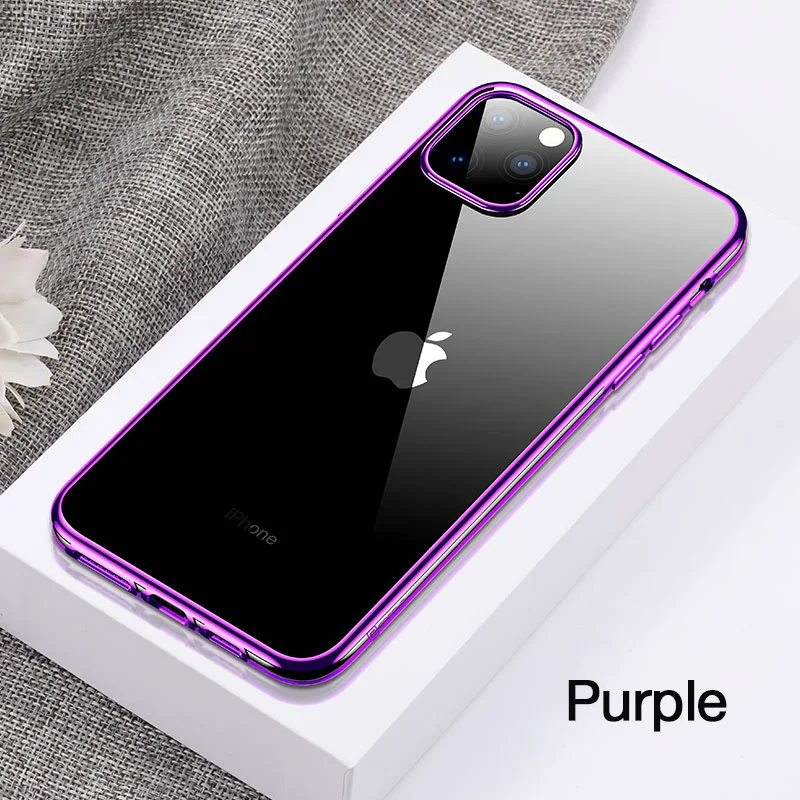 Фиолетовый Роскошный чехол Cafele с покрытием для iPhone 11 Pro Max, мягкий прозрачный чехол для телефона из ТПУ для iPhone 11 pro max, ультратонкая задняя крышка - Цвет: Фиолетовый