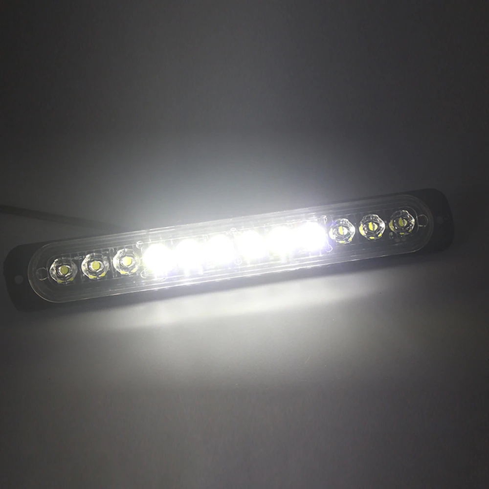 

10x Car Truck Strobe Flash Light Strip Side Lamp Bar Ultra Thin 36W White 12-LED for auto accessories