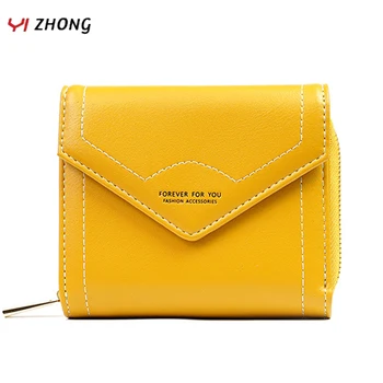 

YIZHONG Leather Luxury Women Wallets and Purses Simple Short Female Wallet Card Holder Coin Purse Brand Desginer Carteras