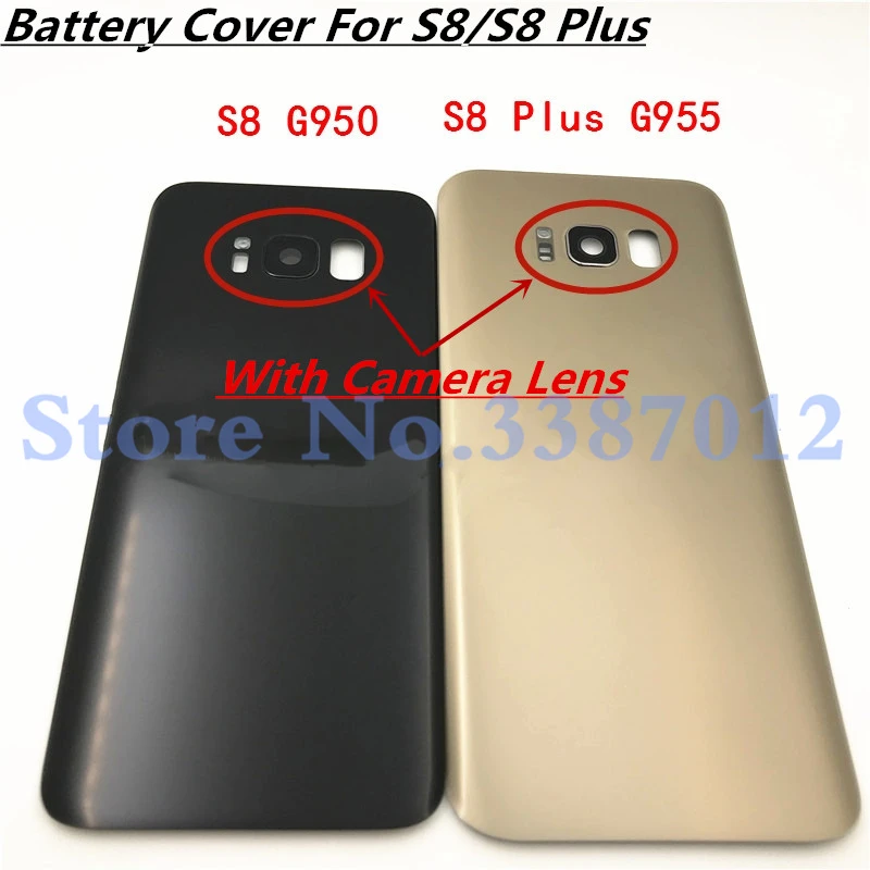 Для Samsung Galaxy S8 g950/S8 Plus G955 задняя крышка батарейного отсека Дверь Задняя стеклянная крышка корпуса Крышка батарейного отсека с объективом камеры