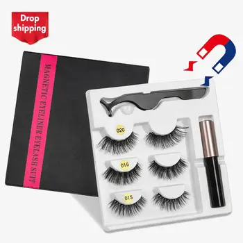 

3 Pairs Magnetic Eyelash Set Liquid Eyeliner Magnetic Natural False Eyelashes Waterproof Lasting Magnetic Eyeliner Eyelash Set