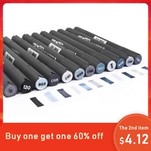 12 цветов, набор маркеров серого цвета, крутая серая двойная головка, набор маркеров для рисования, Рисование для манги, анимация, товары для рукоделия