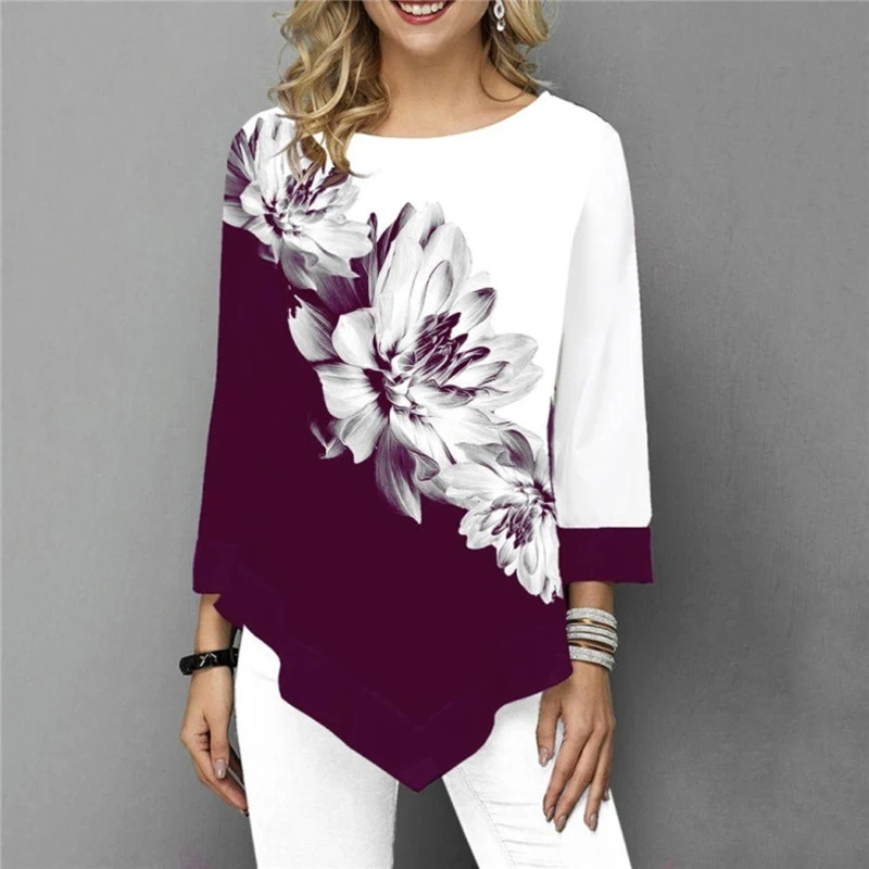 Camisas mujer con estampado floral de tallas grandes 5XL, blusas, blusas casuales de de gradiente fino para mujer, novedad primavera 2020 - AliExpress Ropa de mujer