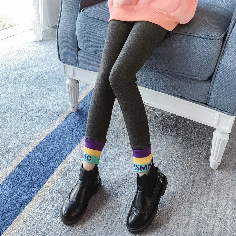 Леггинсы для девочек; vetement enfant fille; теплые зимние штаны для девочек; pantalones abrigados pantalon fille; 12; 7; флисовые леггинсы для девочек - Цвет: DK195228 Grey