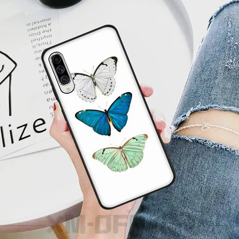 Ivits Блестящая бабочка черный ТПУ мягкий чехол для телефона Samsung A6 6S 6Plus 7 720 750 8 PLUS 9