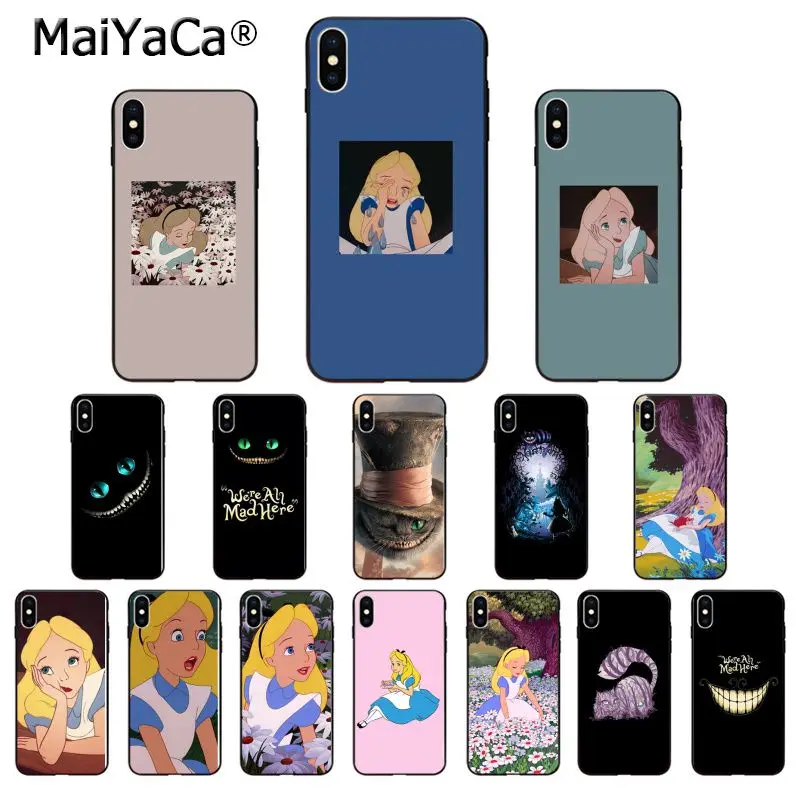 Мягкий силиконовый чехол для телефона MaiYaCa Alice in Wonderland Cheshire Cat из ТПУ для iPhone 8 7 6 6S Plus X XS MAX 5 5S SE XR Mobile Cover