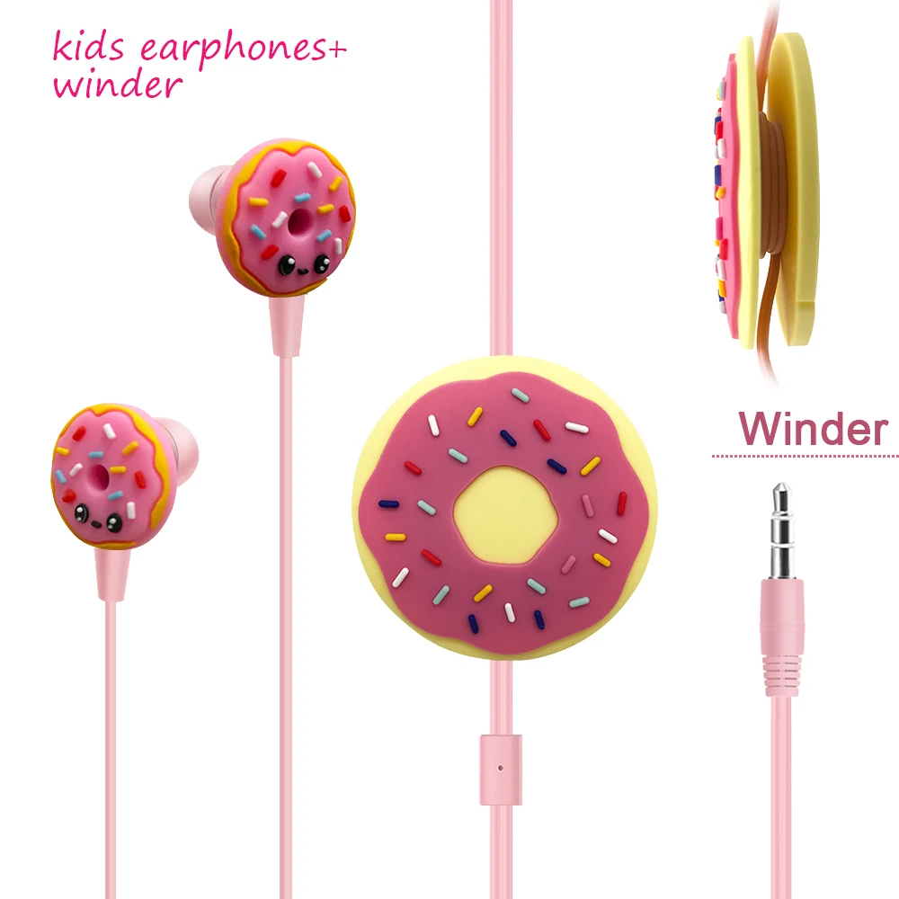 Cute Donut Wired Earphones Children Kids Music In-ear Erabuds Earphone 3.5mm Jack Universal For iPhone Xiaomi Samsung MP3 4
