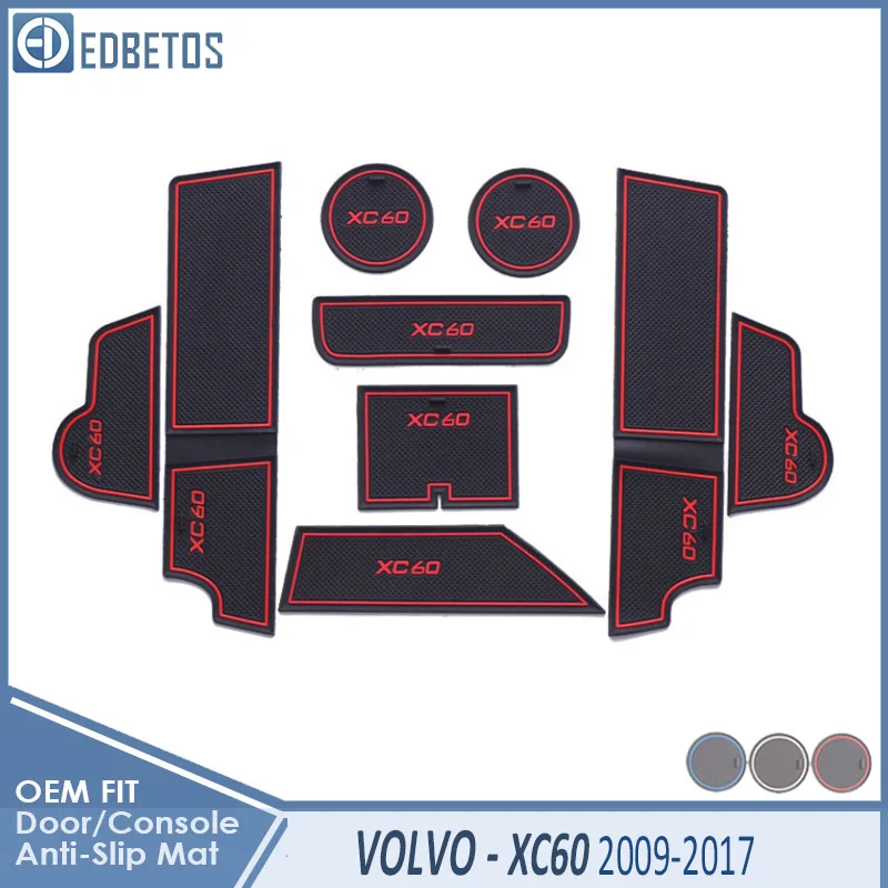 Противоскользящий коврик для VOLVO XC60 2009 2010 2011 2012 2013 аксессуары ворота слот подставка анти-грязный дверной паз - Название цвета: XC60 2009-17 Red