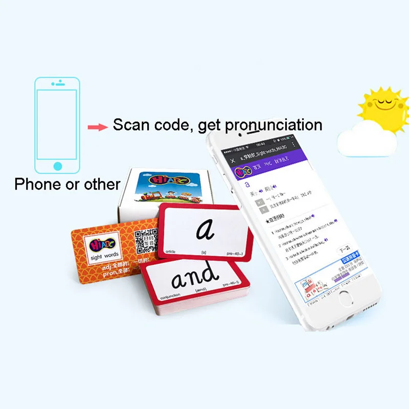 221 шт. Обучающие карты английский прицел слова игры флэш Развивающие игрушки для