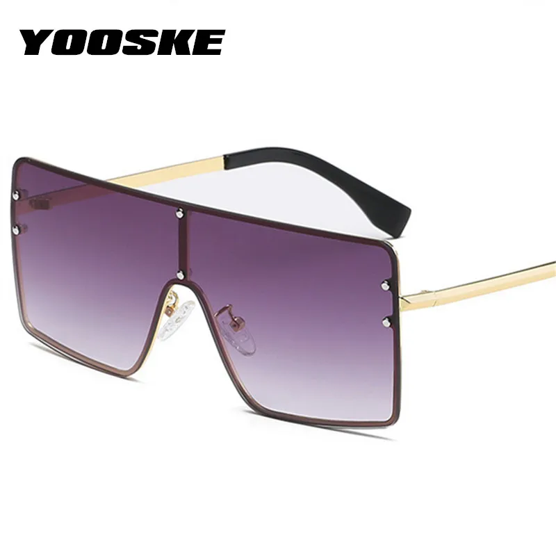 

YOOSKE Vintage Oversized Sunglasses Women Men Brand Designer Big Frame Gradient Sun Glasses Female Male Retro Metal Eyewear