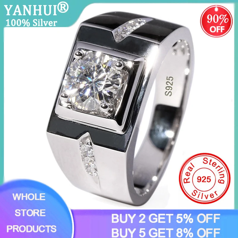 

Free Sent Certificate 925 Sterling Silver 6mm Zirconia Diamond Engagement Wedding Band Rings for Men Luxury Party Jewelry RJ29