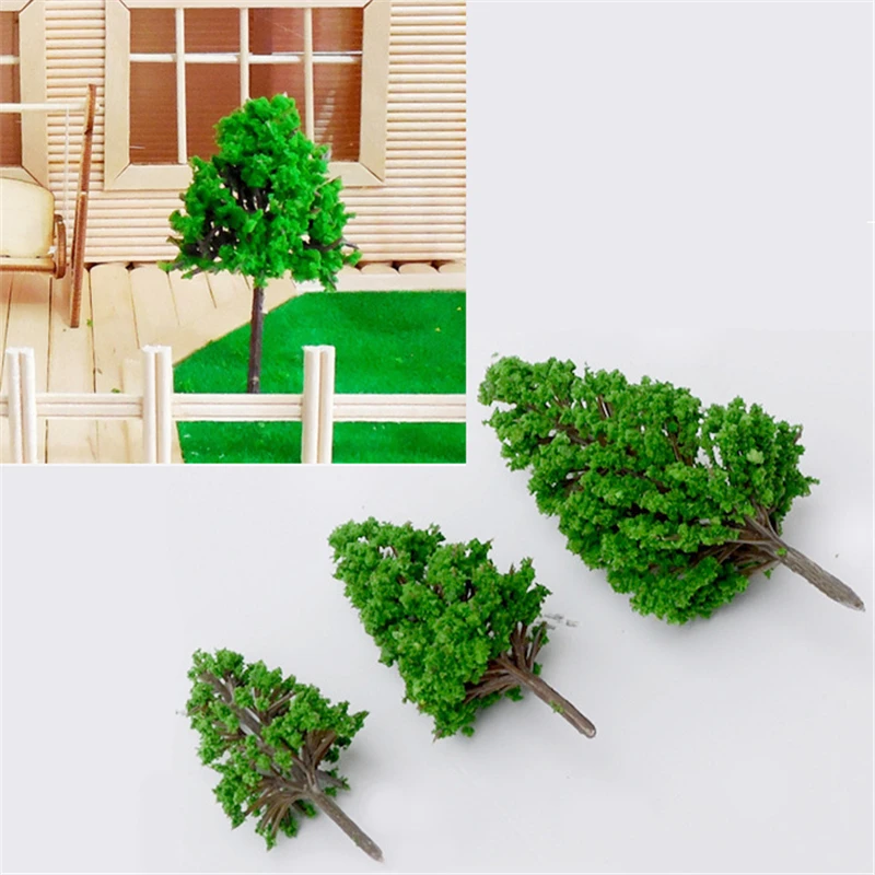 Nuevo 10 unids/lote arquitectónicos de escala Mini árboles modelo diseño tren paisaje miniaturas árbol Kits de construcción de juguete para niños
