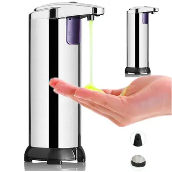 

250ml Touchless Sensor Automatic Sanitizer Soap Dispenser Bath Stainless Steel Infrared Sensing Liquid Soap Shampoo Dispenser