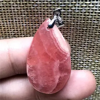 

Top Natural Red Rhodochrosite Necklace Pendant For Woman Man Crystal 30x17x6mm Beads Argentina Water Drop Gemstone Jewelry AAAAA