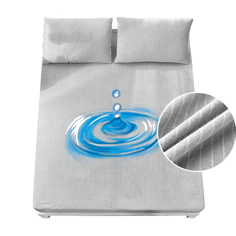 

Cotton Children Mattress Cover Striped Waterproof Urine Solid Color Non-slip Bed Mattress Protector Multiple Sizes Fitted Sheet