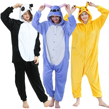 

2020 Winter Unicorn Pajamas Sleepwear For Girls Boys Kigurumi Panda Stitch Onesies Flannel Pyjamas Women Animal unicornio Pajama