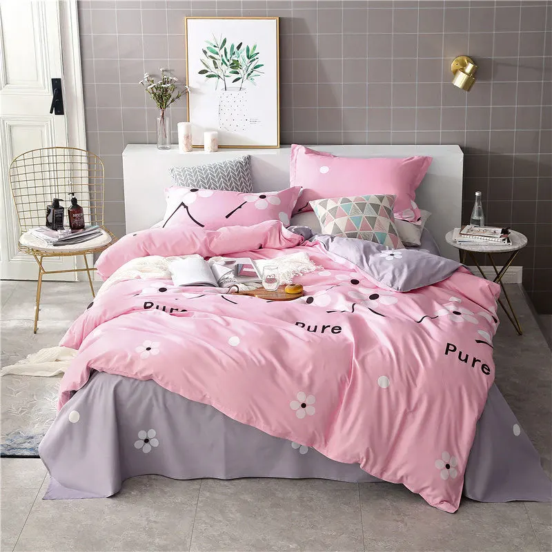 Розовый цветок 4 шт девочка ребенок набор постельного белья мультяшный пододеяльник детская кроватка простыни и наволочки одеяло постельные принадлежности набор 2TJ-61002