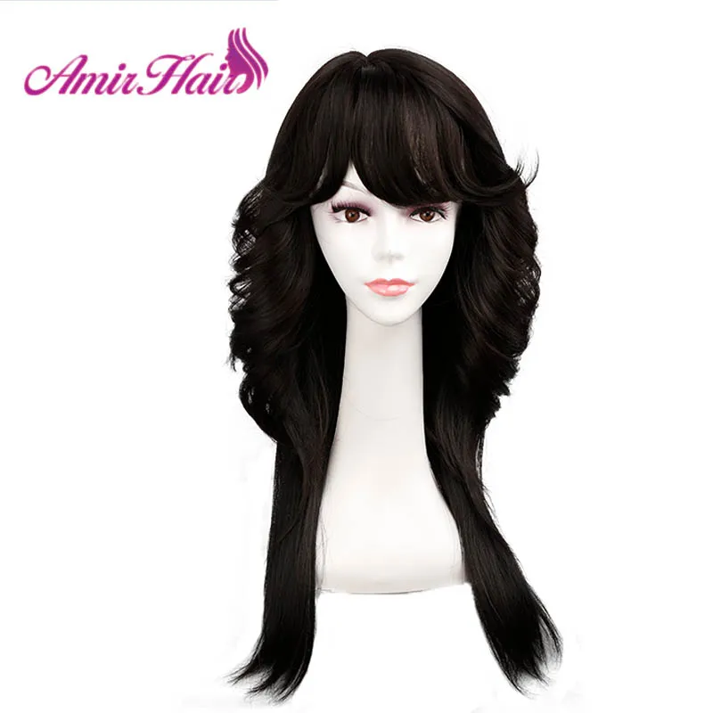 Amir длинные волнистые синтетические парики с бесплатной боковой челкой высокотемпературное волокно для Blcak женщин 99J блонд цвет косплей волос