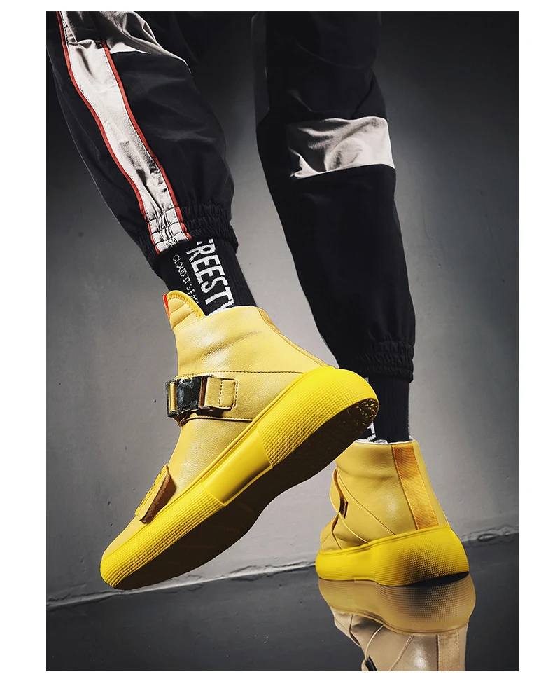 IGxx обувь с высоким берцем кожаные мужские кроссовки сапоги панк до лодыжек для мужчин Металл Бег Баскетбол Крюк& Петля обувь черный