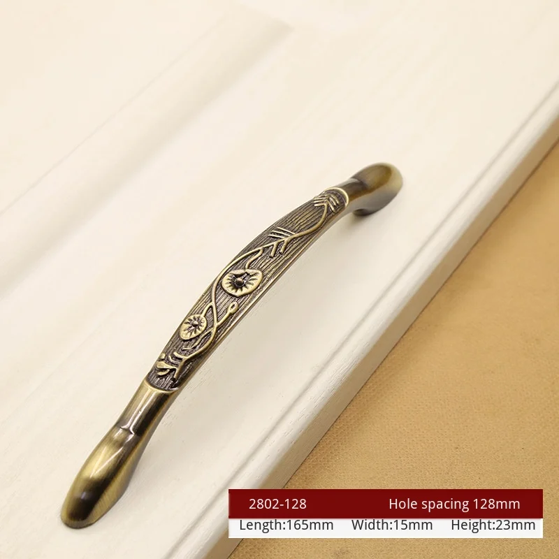 JD Античная бронзовая ручка Европейский Шкаф Дверь ящика классический винтажный ручной цинковый сплав твердая зеленая старинная ручка - Цвет: 2802-C.C128mm
