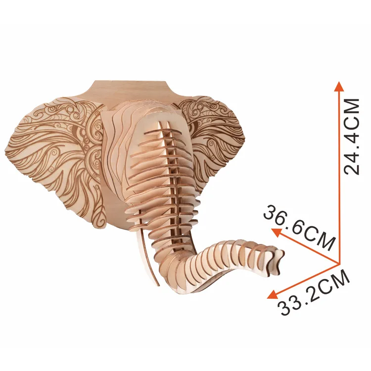 Скандинавский стиль DIY Дерево Слон голова настенное крепление креативное дерево домашний Декор стены МДФ Ремесло Искусство 3D стены деревянные головоломки