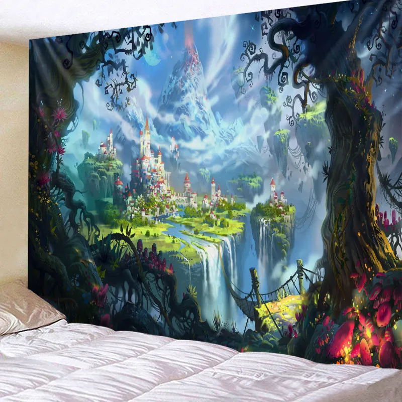 

Tapestry Wall Hanging Bed Spread Beach Towel Table Cloth Home Decoration Natural Forest Design