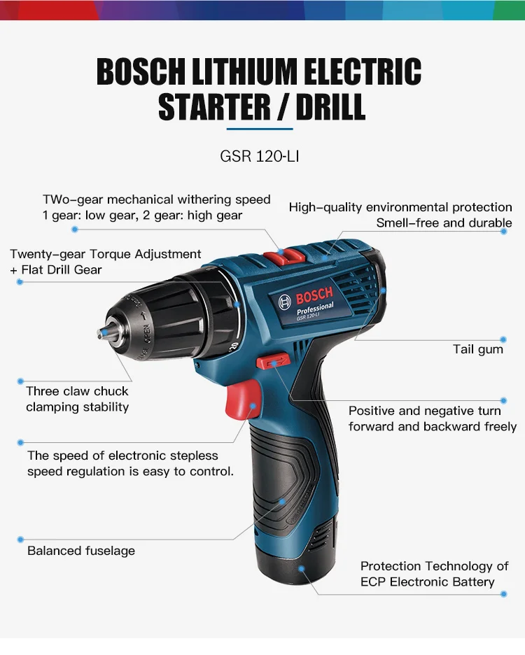 Bosch GSR 120-Li ручная дрель 12V литиевая дрель бытовой Мощность инструмент Отвертка