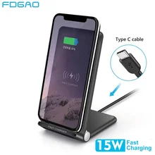 FDGAO 15 Вт Qi Беспроводное зарядное устройство для samsung S9 S10 Note 10 iPhone 11 X XS XR 8 для huawei P30 Pro 10 Вт быстрая Беспроводная зарядная подставка