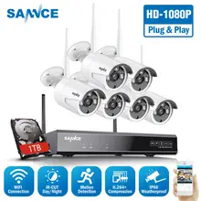 SANNCE 8CH 1080P HDMI WiFi NVR 6 шт. 2.0MP ИК Открытый всепогодный CCTV беспроводной IP камера безопасности системы видеонаблюдения комплект