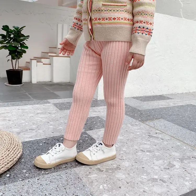 Осенне-зимние жаккардовые леггинсы с двойным узором для маленьких мальчиков и девочек, грелка, эластичные хлопковые флисовые трикотажные штаны