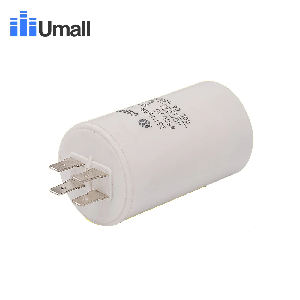 CBB60 450V 25 мкФ Бег моторный запускаемый конденсатор с алюминиевой крышкой 4 четырьмя контактами для кондиционеров стиральная машина
