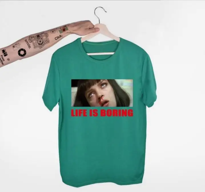 Летняя женская футболка в стиле Харадзюку, новинка, футболка Femme 2 Life is Boring, женский с надписью, футболка для девочек, женские мужские футболки - Цвет: XAS100F