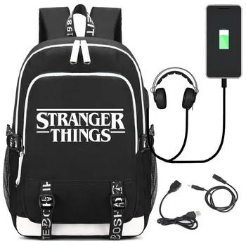 

New Luminous Bag Multifunction USB Charging Stranger Things Travel Canvas Student Backpack For Teenagers Boys Girls School Bag