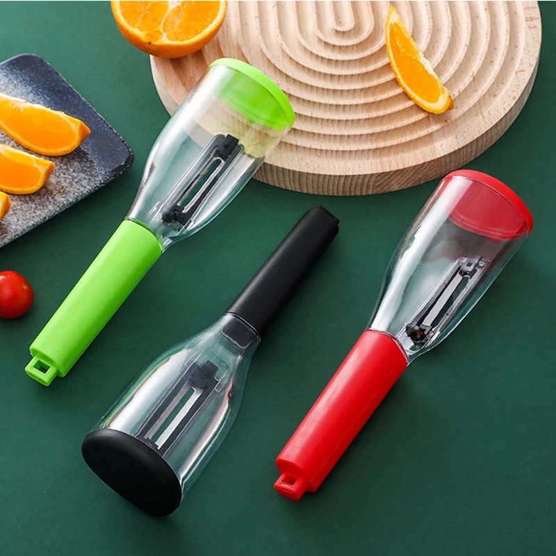 Vegetable Peeler with Container Stainless Steel Fruit Slicer with 3  Replacement with Container Stainless Steel Fruit Slicer with 3 Replacement  Blades Kitchen Supply Vegetable Peeler Black 