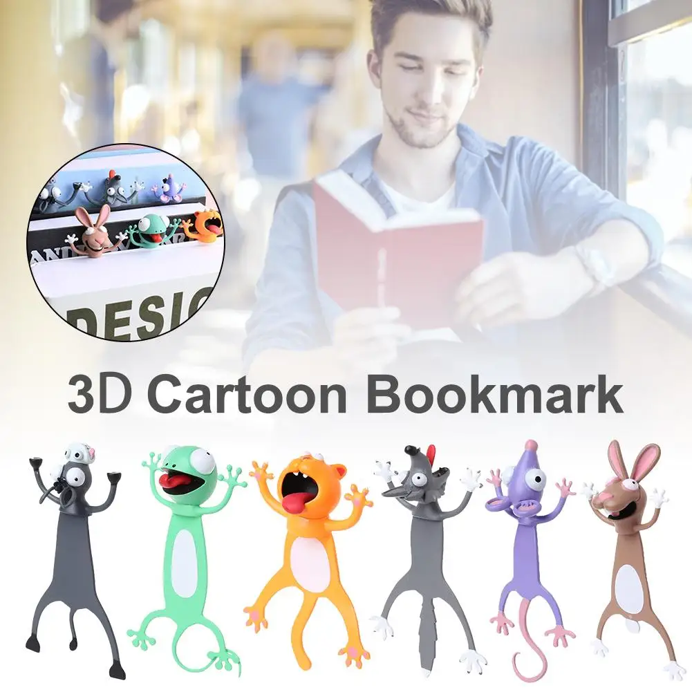 

Kawaii 3D Bookmark Animal Squashed Cat Rabbit Mouse Bookmarks Creative Wolf Book Marks for Kids Girl's Gift Office School Kawaii