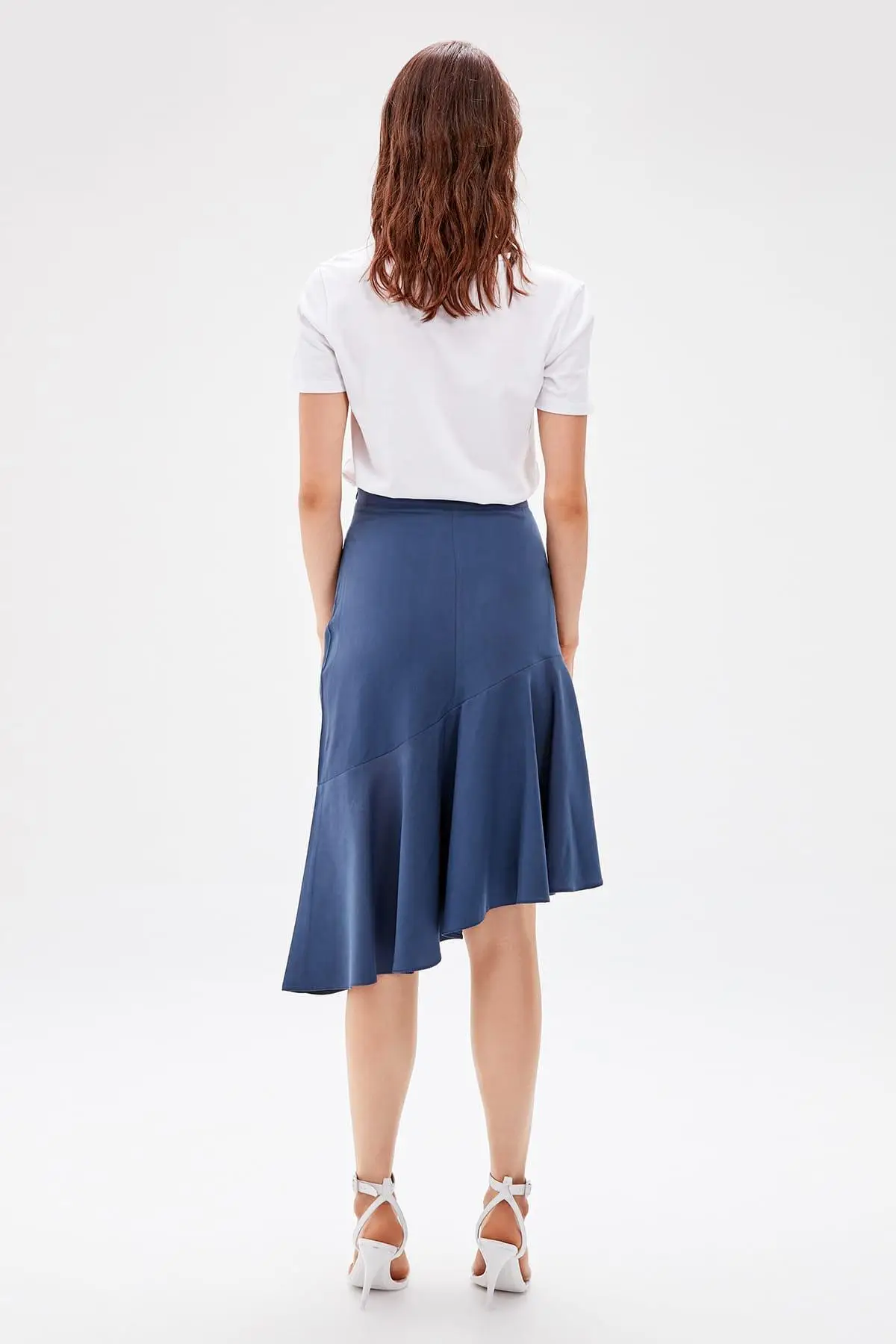 Trendyol синяя Асимметричная юбка TWOAW20ET0087
