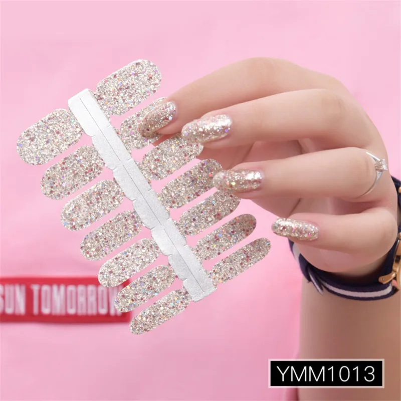 Lamemoria14tips/лист сплошной цвет сверкающие блестки смешанный дизайн DIY стикер переводные наклейки для ногтей с переводом воды s наклейки для ногтей