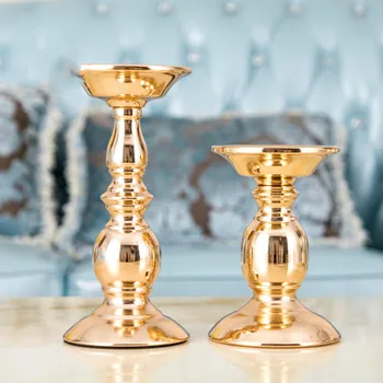 

Gold Candle Holders Metal wedding Candlestick Flower Vase Table Centerpiece Flower Rack Road Lead Wedding Decoration MJ80701