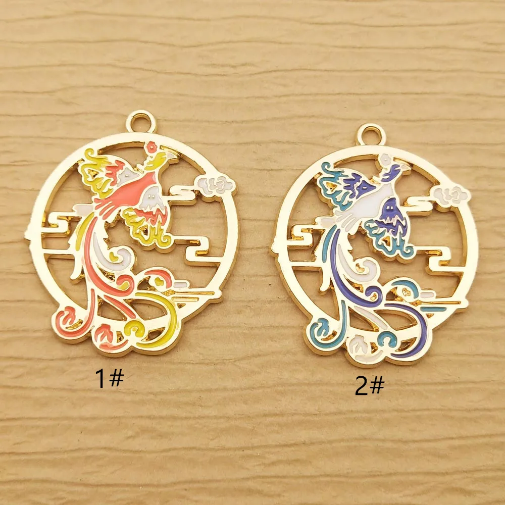 10pcs 27x32mm Enamel Phoenix Charm For Jewelry Making Fashion Earring