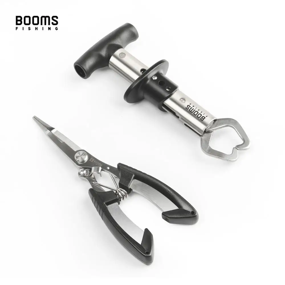 Booms Fishing F03 Pliers Fish Gripper Set Long Nose Hook Remover  High-Carbon Stee Line Cutter Scissors with Lanyard Fishing Tool