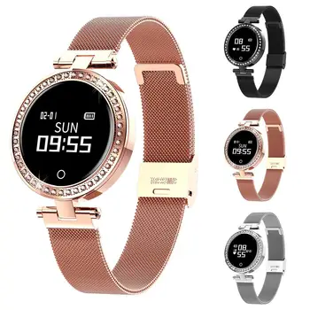 

Hot Sale Women Round Screen Rhinestone Heart Rate Monitor Sport Smart Bracelet