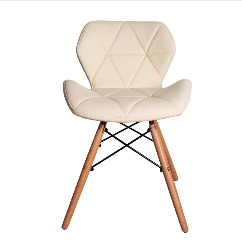 

Eames Scandinavian Minimalist Lazy Bone Chair Household Solid Wood Backrest Desk Stool Modern Fabric Adult Casual Dining Chair