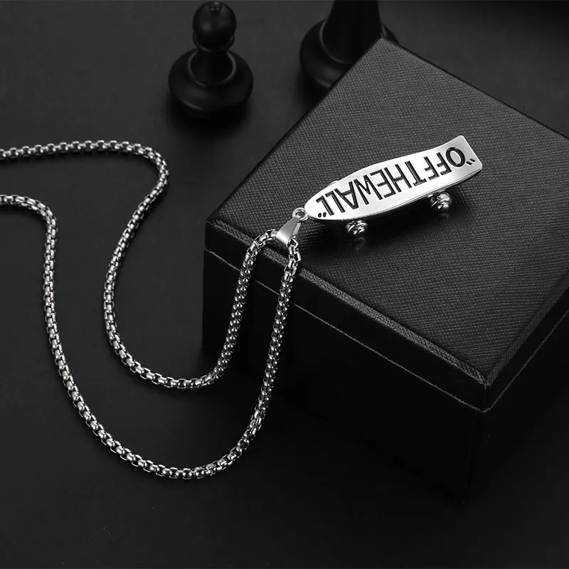 Meetvii New Men's Punk Skateboard Pendant Long Pendant Necklaces Hip Hop Disco Stainless Steel Chain Necklaces Men Jewelry - Image 3