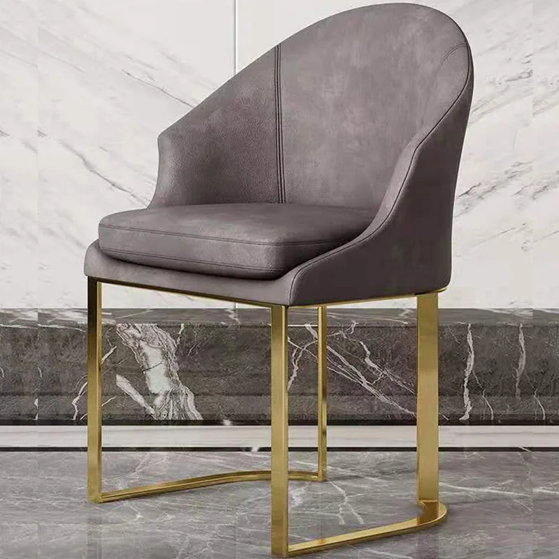 Modern Light Luxury Stainless Steel Dining Chair Nordic Hotel Chairs American Leisure Chair Gold-plated Negotiation GM