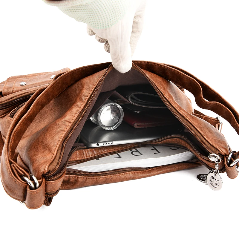 Casual Ladies Hand Bags Designer Luxury Multifunction Handbags Large Capacity Tote Bag Soft Leather Shoulder Bags for Women Sac